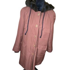 Women's Vintage 70s utility  Jacket with Faux Fur Hood